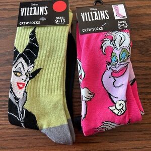 Disney Villains Socks Bundle Ursula & Maleficent 2 Pair NWT